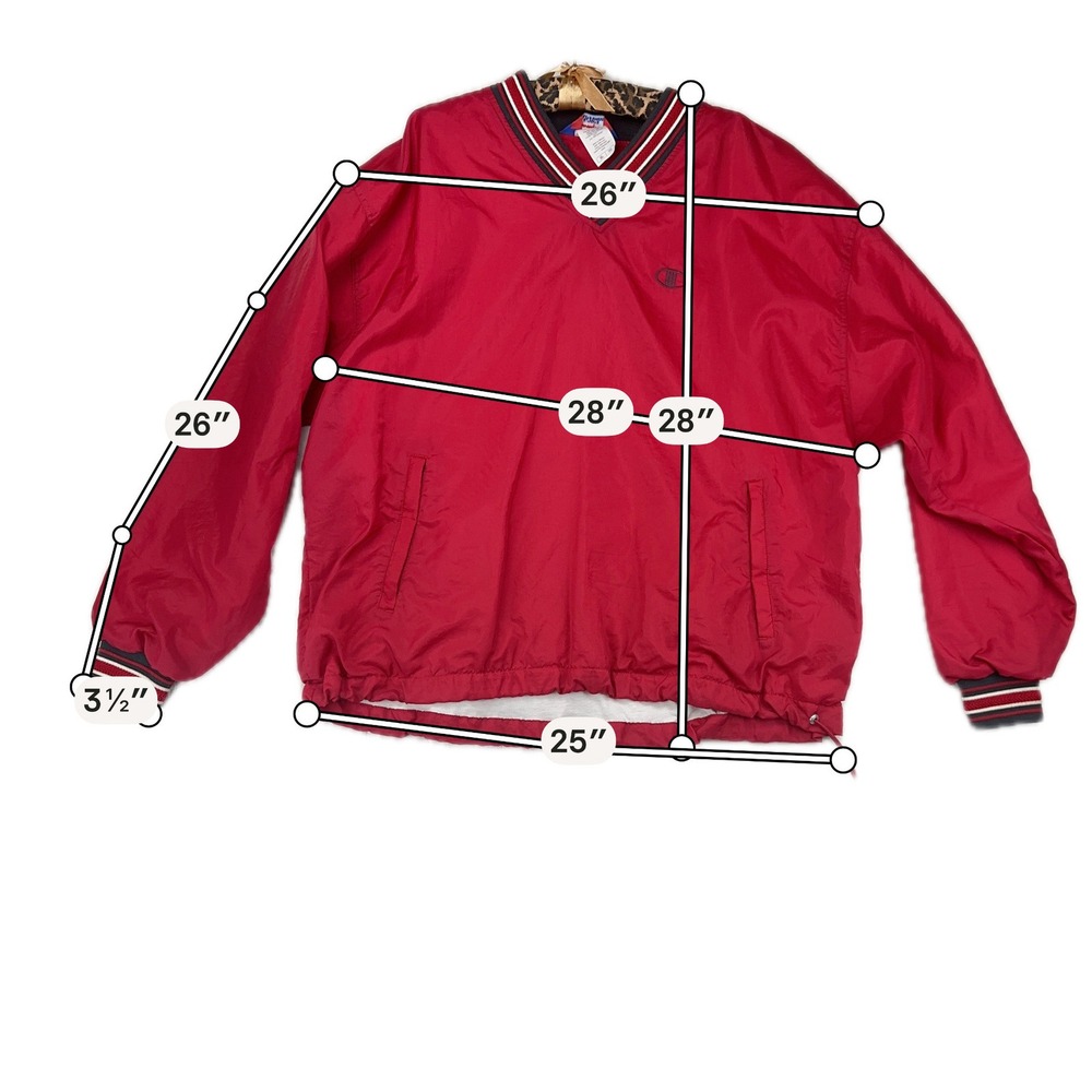 Champion Windbreaker Mens XL Red Pullover V-Neck Jacket Vintage 90s‎ Nylon Shell - Picture 7 of 7